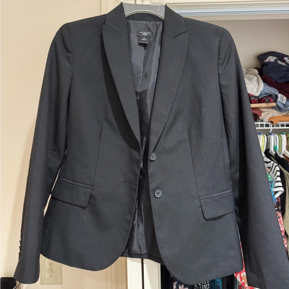 Ann Taylor Black Sport Coat with Notched Lapels